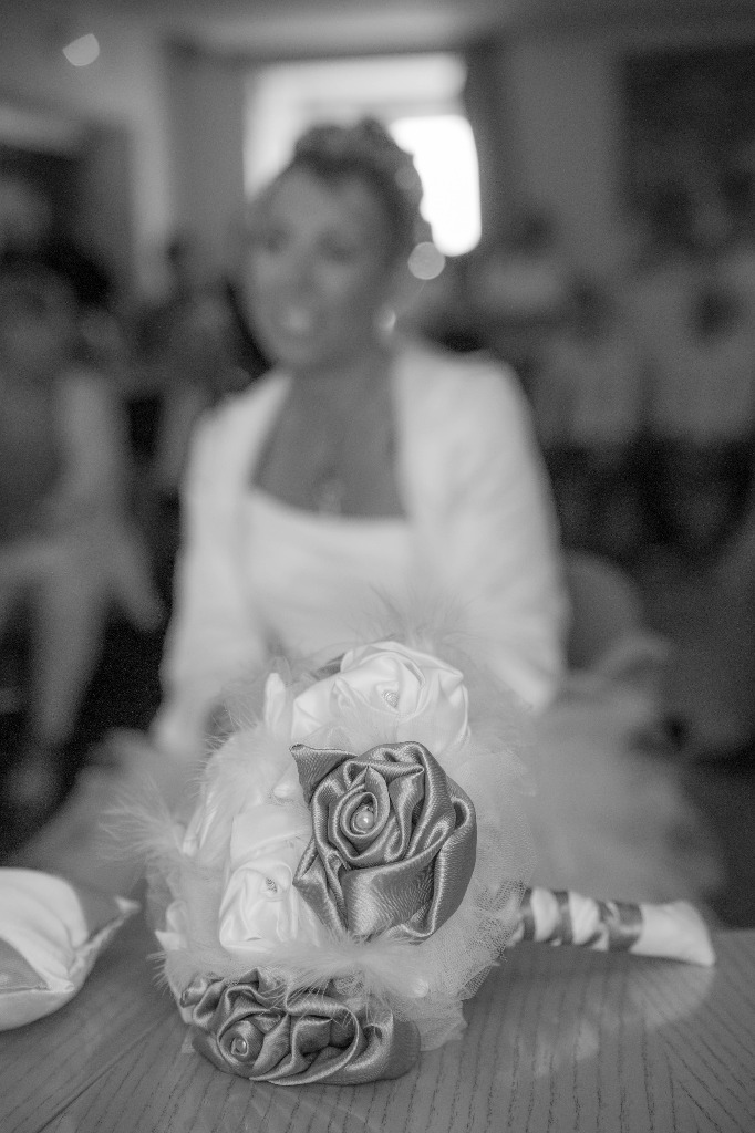 Bouquet de mariée en tissu, satin et tulle
