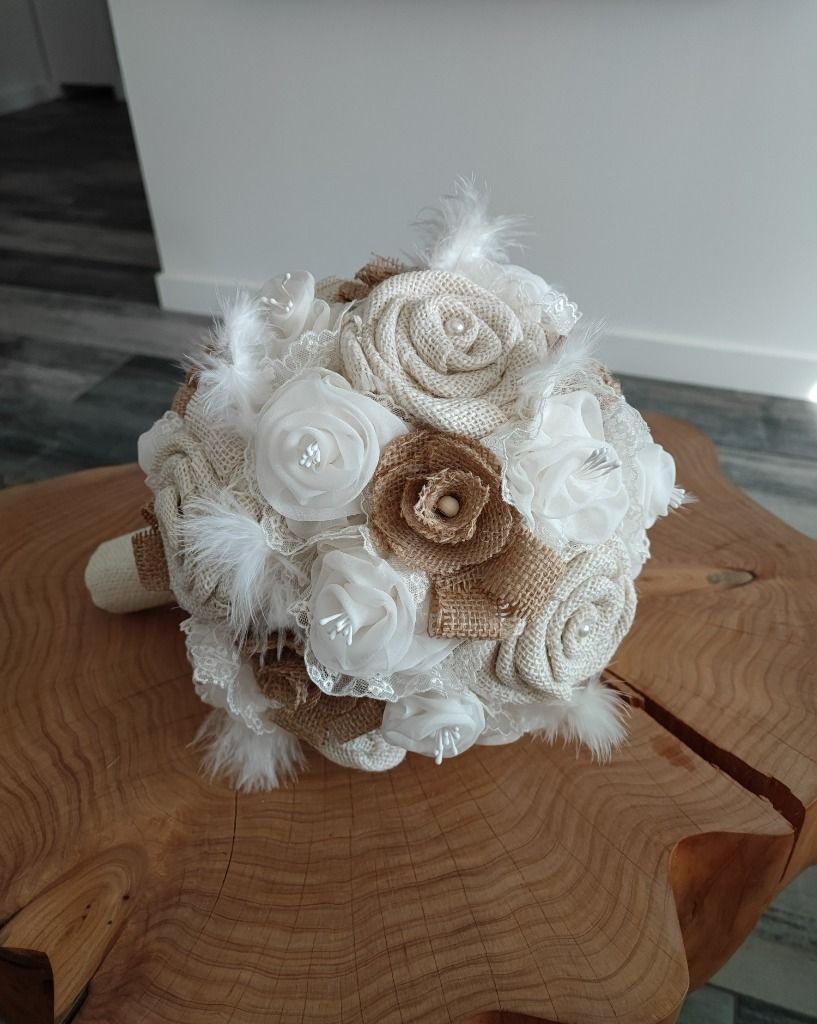 Bouquets de mariée original en tissu, bouquet alternatif retro