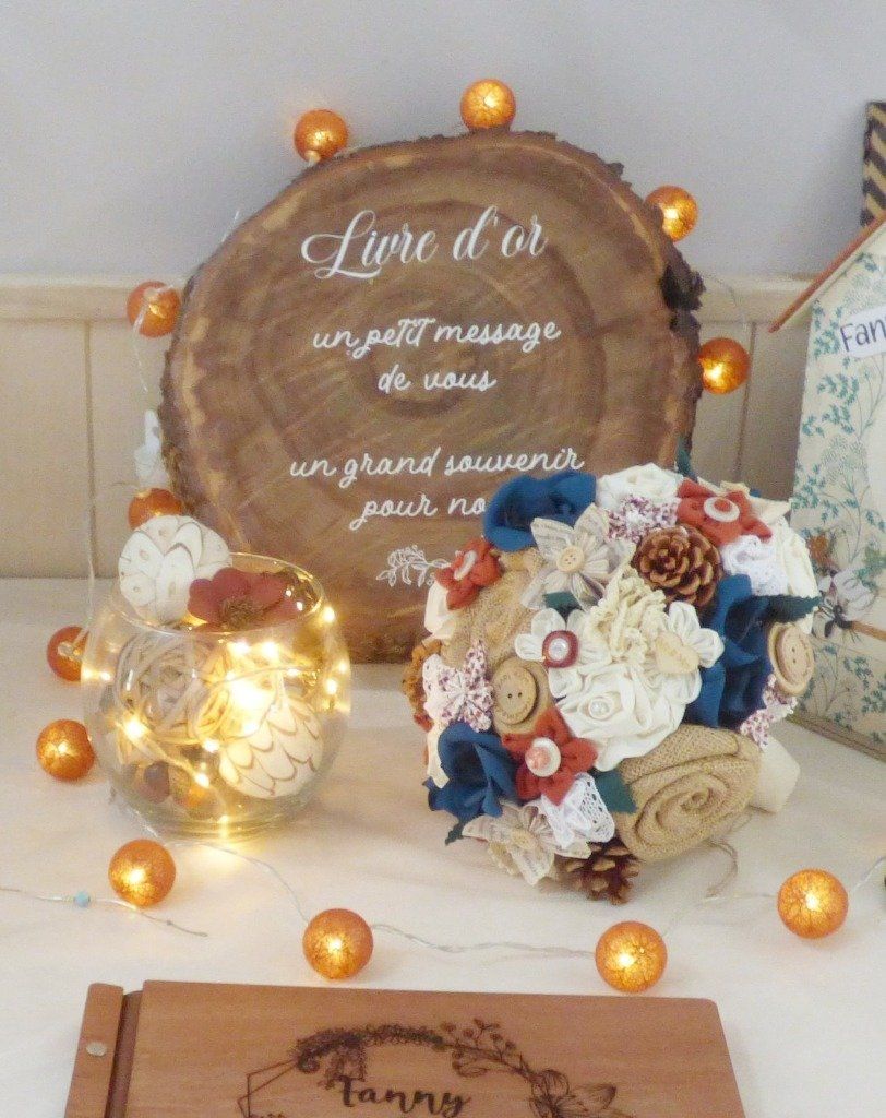 Bouquet de mariée terracotta et bleu canard